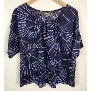 Tommy Bahama Women's Sz. L Navy & White Tie Dye Linen Top